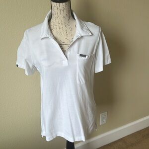 Figs pro lightweight white polo shirt